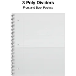 Staples Premium Poly 3-Subject Notebook, 8.5