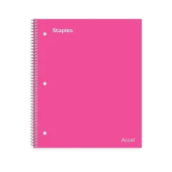 Staples Premium Poly 1-Subject Notebook, 8.5" x 11", College Ruled, 100 Sheets, Pink (ST51448D)