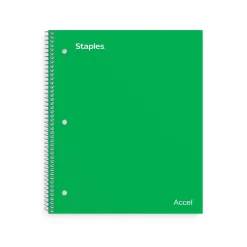 Staples Premium Poly 1-Subject Notebook, 8" x 10.5", Wide Ruled, 100 Sheets, Green (TR51452)
