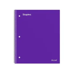 Staples Premium Poly 1-Subject Notebook, 8" x 10.5", Wide Ruled, 100 Sheets, Purple (TR20960)