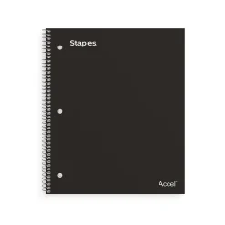 Staples Premium 1-Subject Notebook, 8" x 10.5", Wide Ruled, 100 Sheets, Black, 12 Notebooks/Carton (TR20956CT)