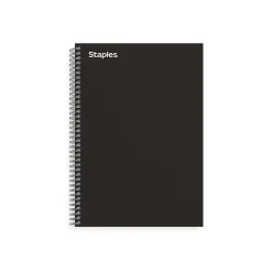 Staples Premium 3-Subject Notebook, 5.88" x 9.5", College Ruled, 138 Sheets, Black (TR58351)