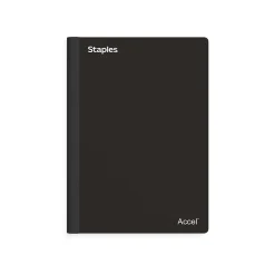 Staples Premium 2-Subject Notebook, 6" x 9.5", College Ruled, 100 Sheets, Black (TR58325)
