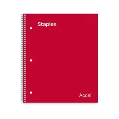 Staples Premium 1-Subject Notebook, 8.5" x 11", Graph Ruled, 100 Sheets, Red (TR58324)