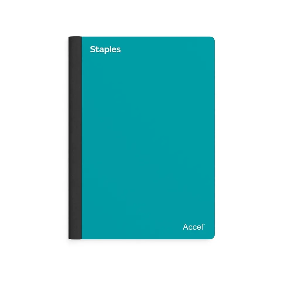 Staples Premium 2-Subject Notebook, 6" x 9.5", College Ruled, 100 Sheets, Teal (ST58328)