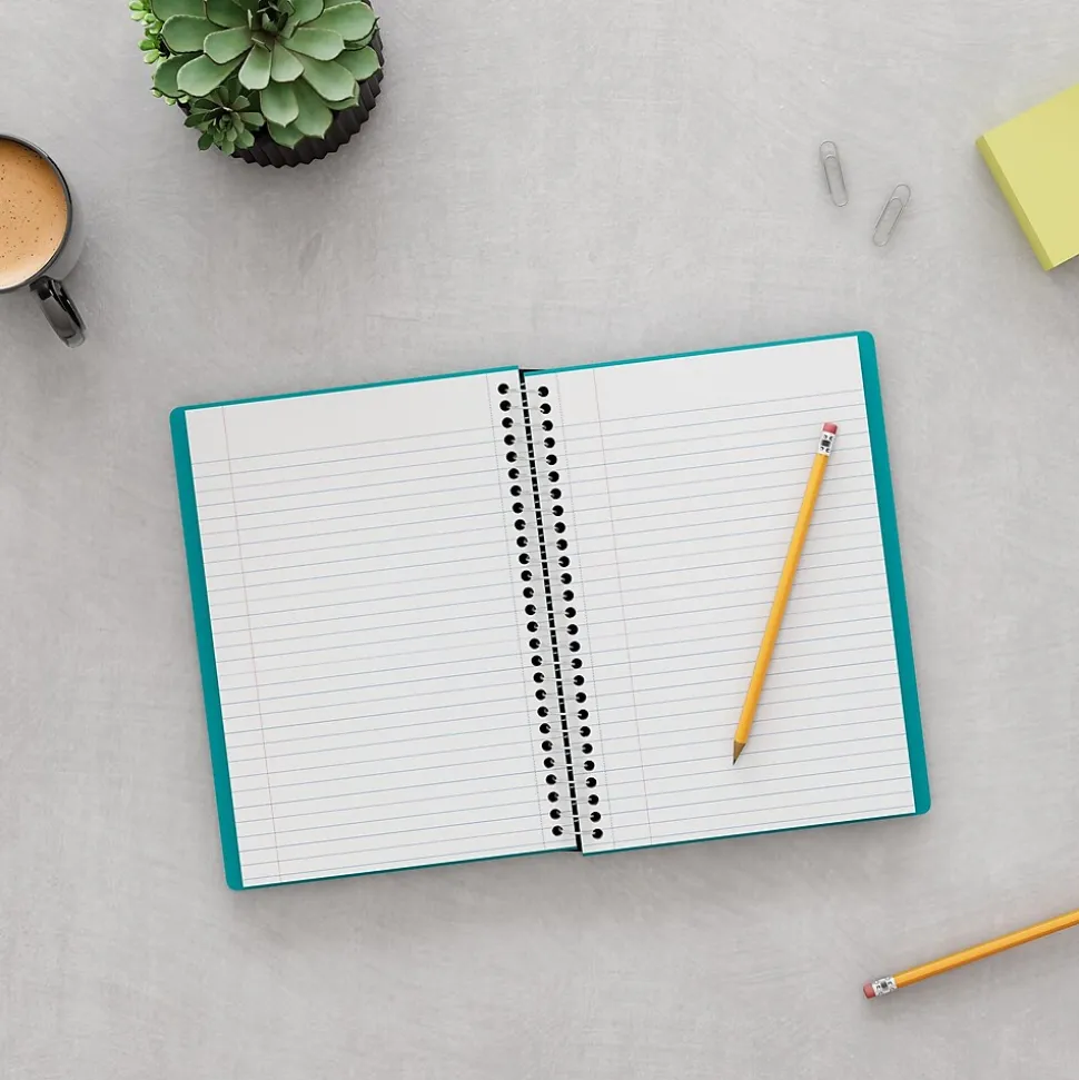 Staples Premium 2-Subject Notebook, 6" x 9.5", College Ruled, 100 Sheets, Teal (ST58328)