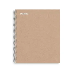 Staples Premium 5-Subject Notebook, 8.5" x 11", College Ruled, 200 Sheets, Brown (TR52122)