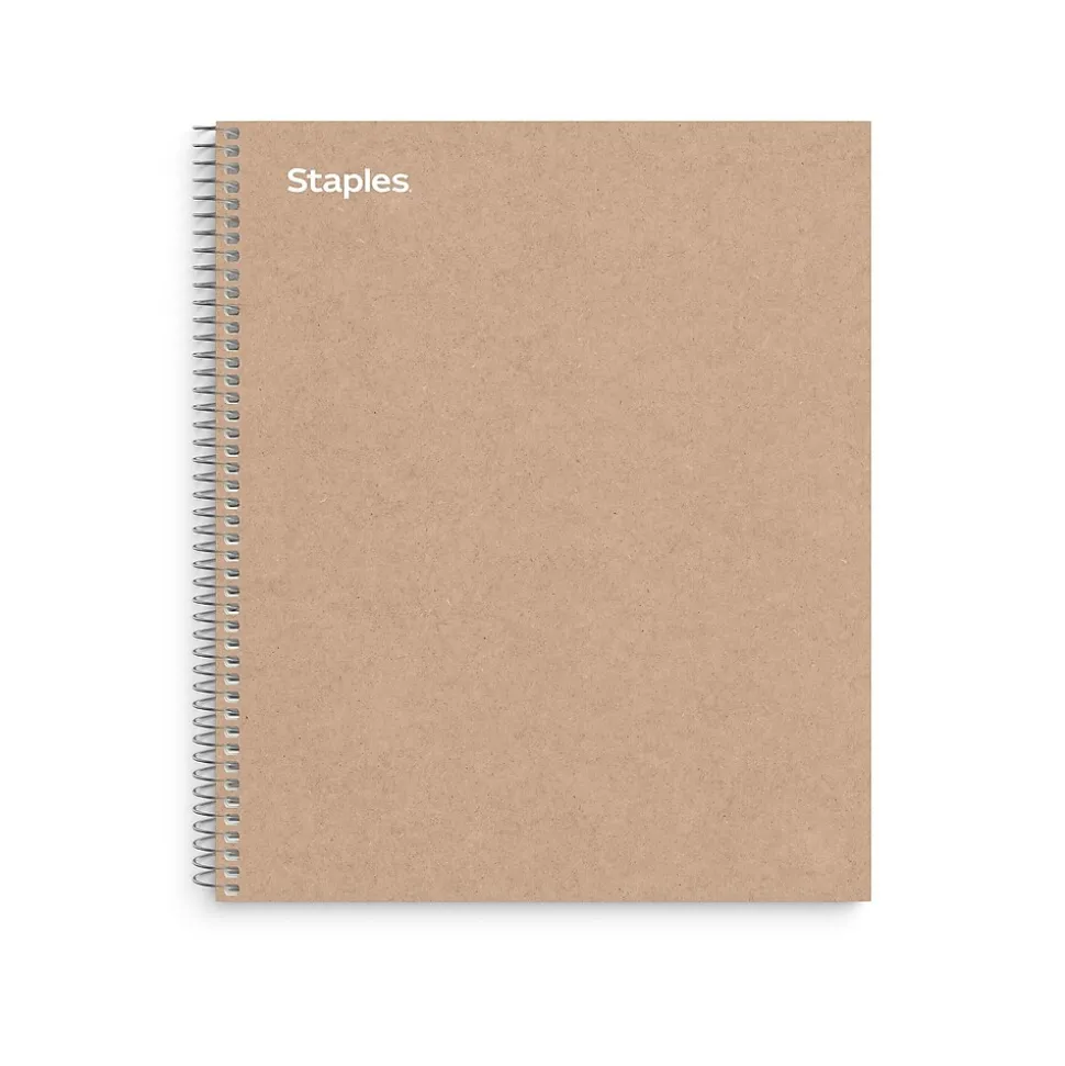 Staples Premium 1-Subject Notebook, 8.5" x 11", College Ruled, 100 Sheets, Brown (TR52121)