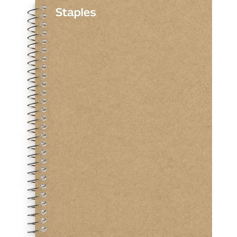 Staples Premium 1-Subject Notebook, 5.875" x 9", College Ruled, 100 Sheets, Brown (ST52120N)