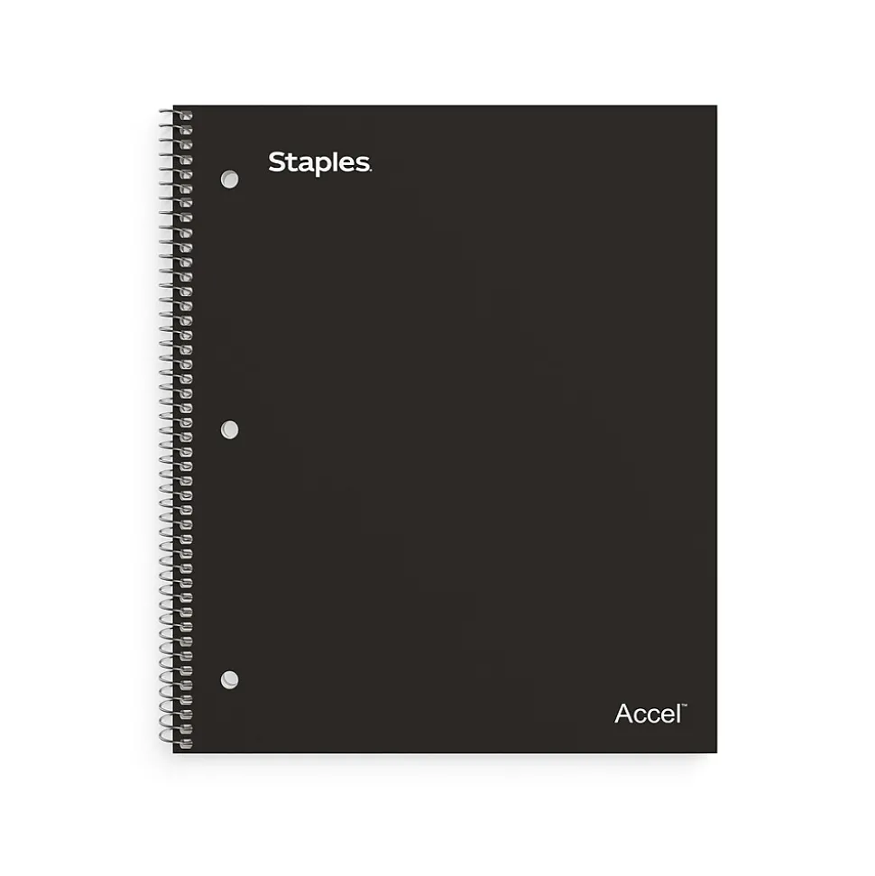 Staples Premium 1-Subject Notebook, 8.5" x 11", College Ruled, 100 Sheets, Black (ST20950D)