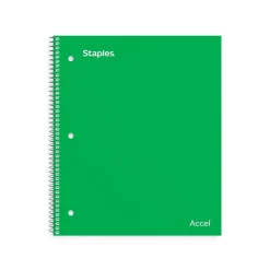StaplesĀ® Premium 1-Subject Subject Notebooks, 8.5" x 11", College Ruled, 100 Sheets, Green, 12/Carton (ST51451CT)