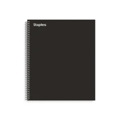 StaplesĀ® Premium 3-Subject Subject Notebooks, 8.5" x 11", College Ruled, 150 Sheets, Black (TR58359M-CC)