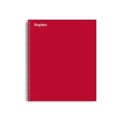Staples® Premium 3-Subject Subject Notebooks, 8.5" x 11", College Ruled, 150 Sheets, Red (TR58361M-CC)