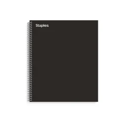 StaplesĀ® Premium 1-Subject Subject Notebooks, 8.5" x 11", College Ruled, 100 Sheets, Black (TR58355M-CC)