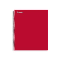 StaplesĀ® Premium 1-Subject Subject Notebooks, 8.5" x 11", College Ruled, 100 Sheets, Red (TR58357M-CC)