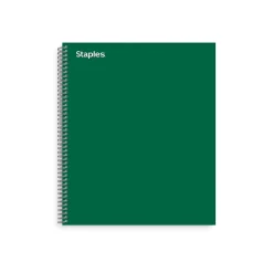 StaplesĀ® Premium 3-Subject Subject Notebooks, 8.5" x 11", College Ruled, 150 Sheets, Green (TR58362M-CC)