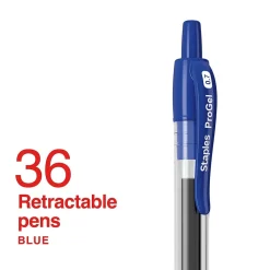 Staples ProGel™ Retractable Gel Pen, Fine Point, 0.7mm, Blue Ink, 36/Pack (ST62108)