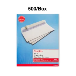 Staples QuickStrip EasyClose Self Seal Security Tinted #10 Business Envelopes, 4 1/8