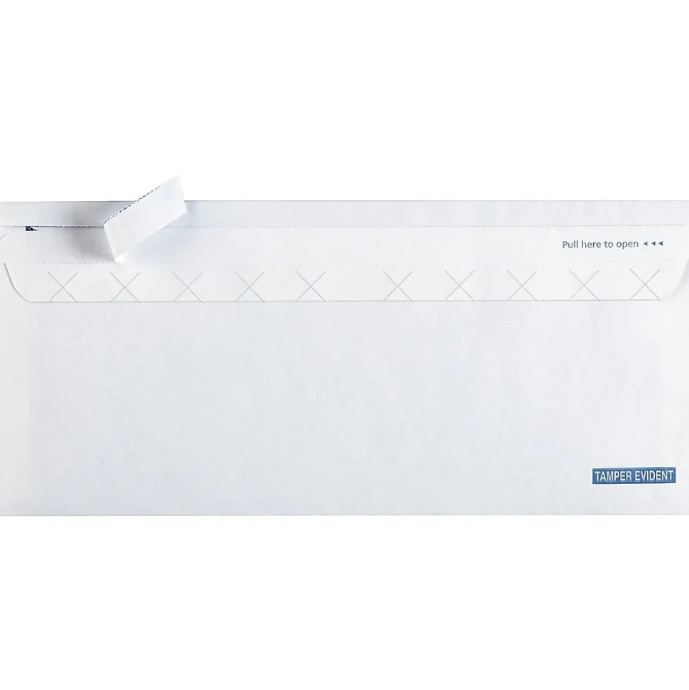 Staples QuickStrip EasyClose Security Tinted #10 Business Envelopes, 4 1/8" x 9 1/2", White, 100/Box (19956)