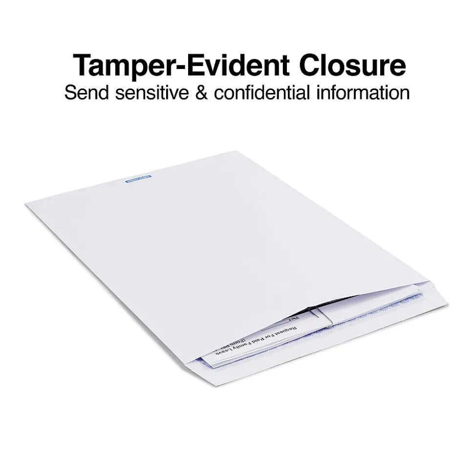 Staples QuickStrip EasyClose Self Seal Security Tinted Catalog Envelopes, 10" x 13", White, 100/Box (ST19957/19957)