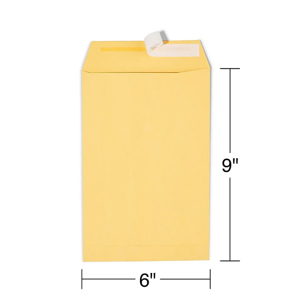 Staples QuickStrip EasyClose Kraft Self Seal #1 Catalog Envelopes, 6" x 9", Kraft, 100/Box (ST20140/20140)