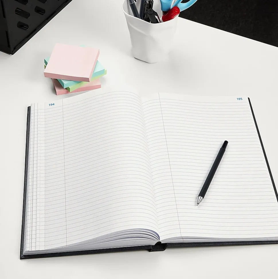 Staples Record Book, 7.25"W x 11.75"H, Blue Marble, 300 Sheets/Book (886673)