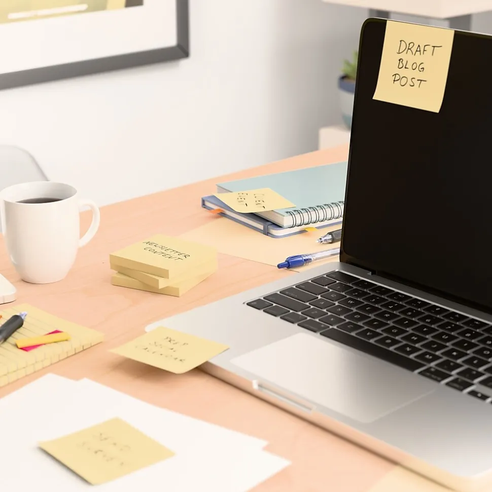 Staples Recycled Notes, 3" x 3", Sunshine Collection, 100 Sheet/Pad, 12 Pads/Pack (S33YR12/52564)