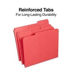 Staples Reinforced File Folders, 1/3-Cut Tab, Letter Size, Red, 100/Box (ST508978-CC)
