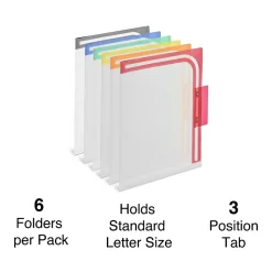 Staples Reinforced File Folder, 1/3 Cut, Letter Size, Assorted Colors, 6/Pack (TR39414)