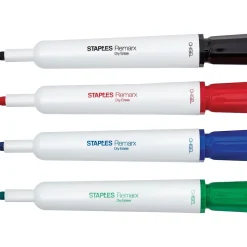 Staples Remarx Dry Erase Markers, Chisel Point, Assorted, 4/Pack (29205)