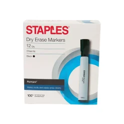 Staples Remarx Dry-Erase Markers, Chisel Tip, Black, 12/Pack (29211-CC)