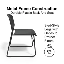 Staples Resin Stacking Chair, Black, 4/Pack (51475)