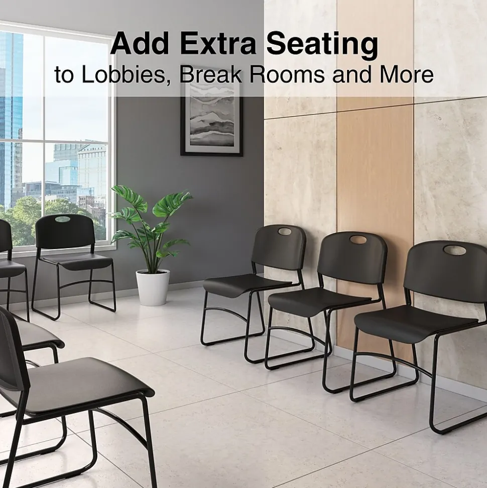 Staples Resin Stacking Chair, Black, 4/Pack (51475)
