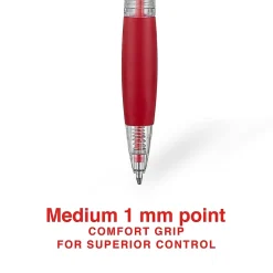 Staples Retractable Ballpoint Pens, Medium Point, Red Ink, Dozen (50792)