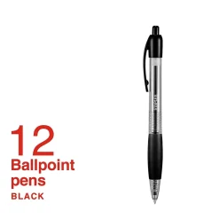 Staples® Retractable Ballpoint Pens, Fine Point, 0.7mm, Black Ink, Dozen (50786-CC)