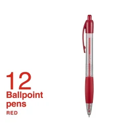 Staples Retractable Ballpoint Pens, Fine Point, Red Ink, Dozen (50787)