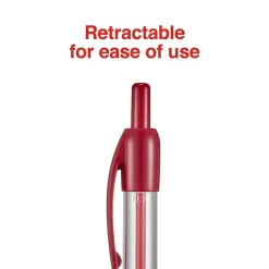 Staples Retractable Ballpoint Pens, Fine Point, Red Ink, Dozen (50787)