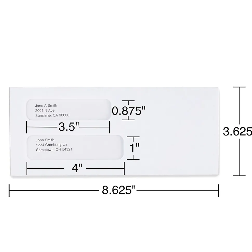 Staples Security Tinted #8 Business Envelopes, 3 5/8" x 8 5/8", White, 500/Box (438614-CC)