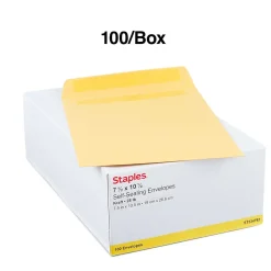 Staples Self Seal Kraft Catalog Envelopes, 7.5