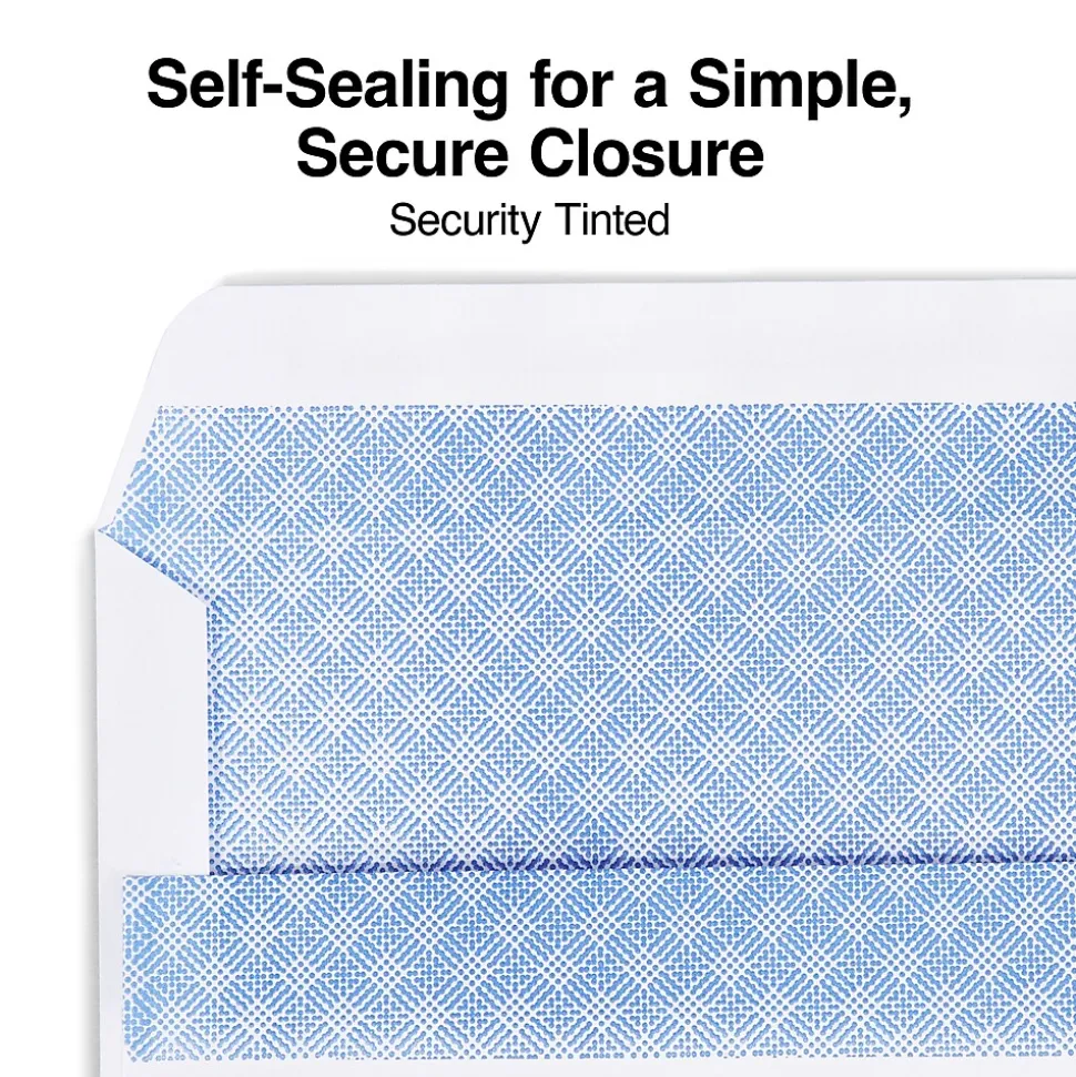 Staples Self Seal Self Seal Security Tinted #9 Double Window Envelopes, 3 7/8" x 8 7/8", White, 500/Box (ST28731-CC)