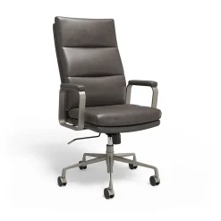 Staples® Shelton Ergonomic Leather Swivel Manager Chair, Gray (HG-70081)