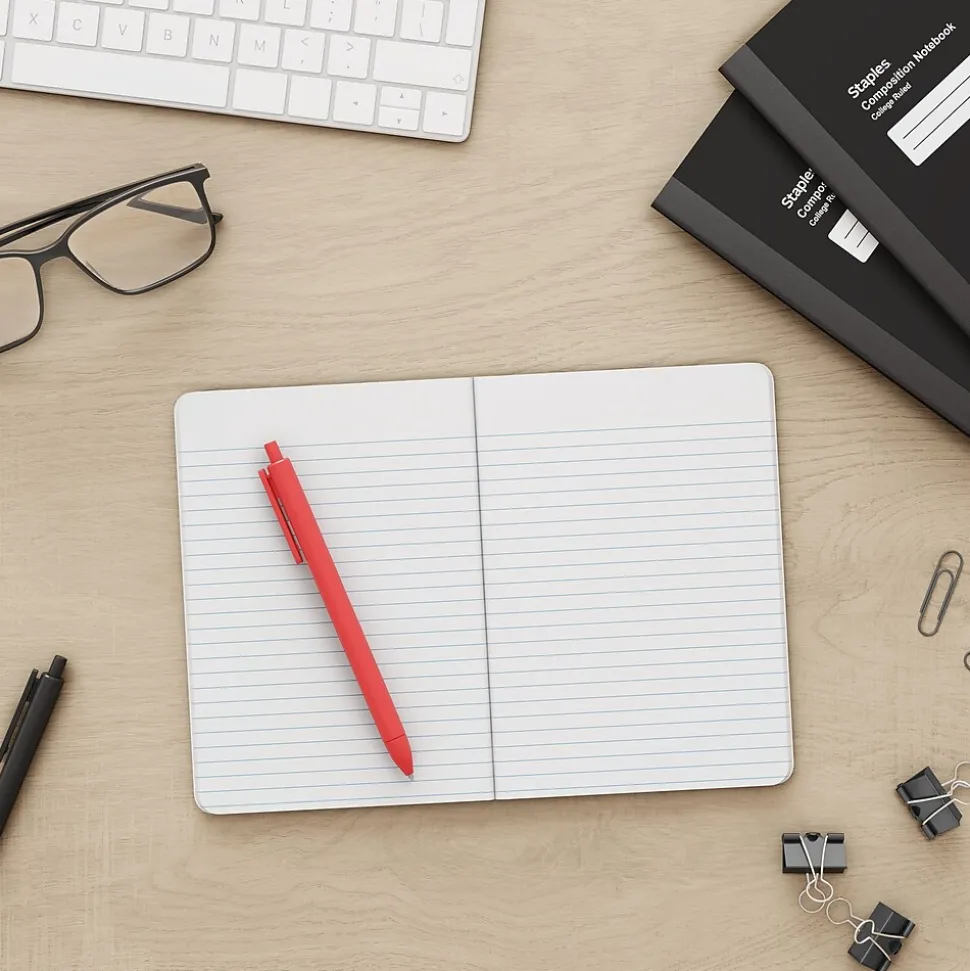 Staples Small Composition Notebook, 5" x 7", College Ruled, 80 Sheets, Black (ST24429)