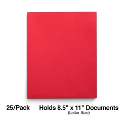 Staples Smooth 2-Pocket Paper Folder, Red, 25/Box (27532-CC)
