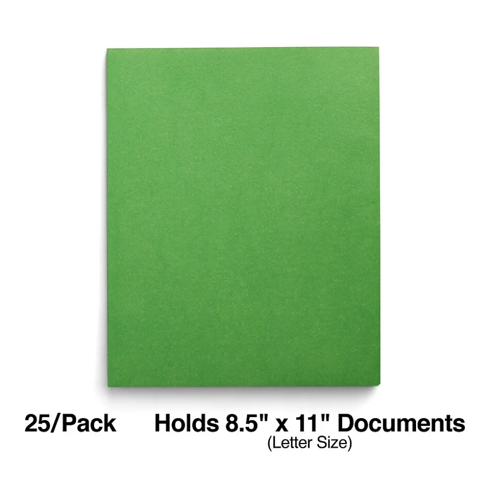 Staples Smooth 2-Pocket Paper Folder, Green, 25/Box (ST27533)