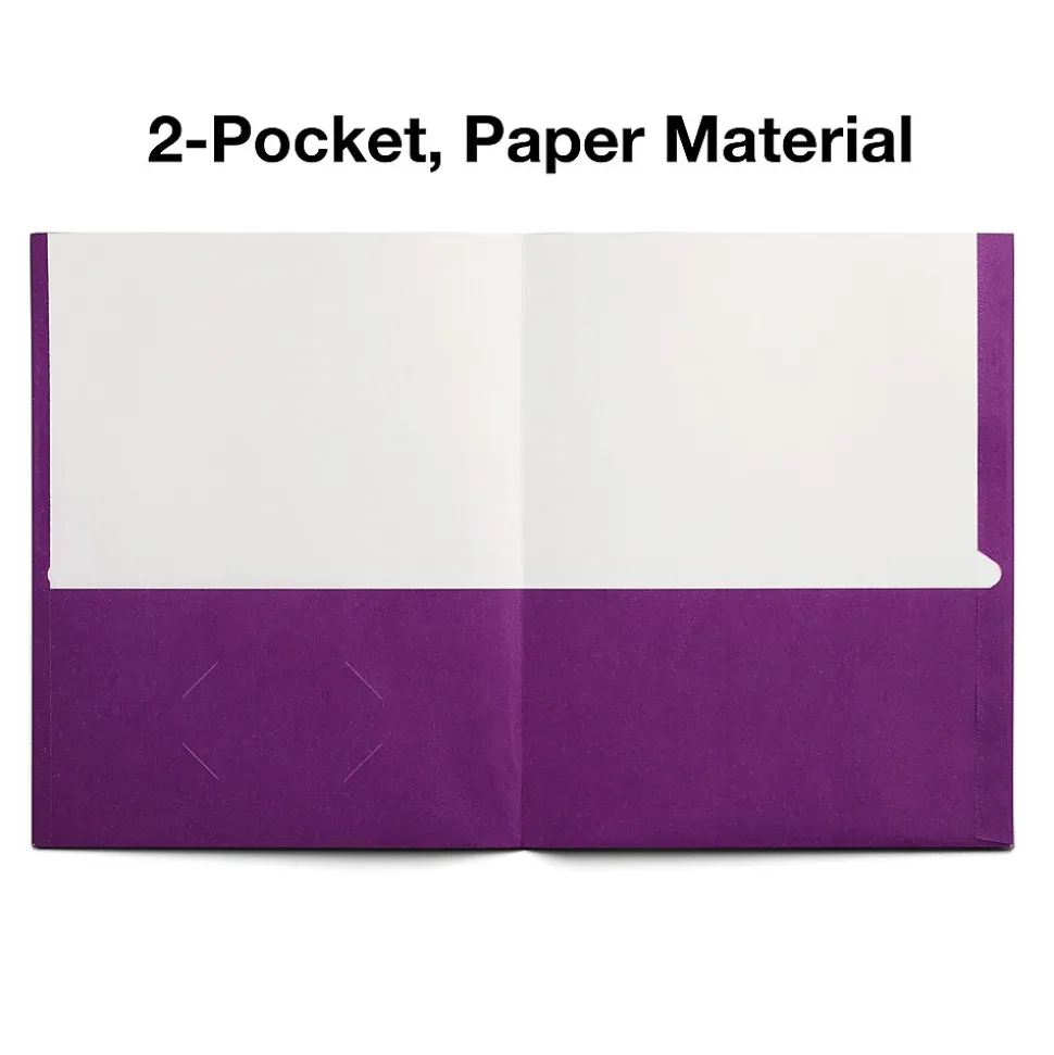 Staples Smooth 2-Pocket Paper Folder, Purple, 25/Box (27536-CC)