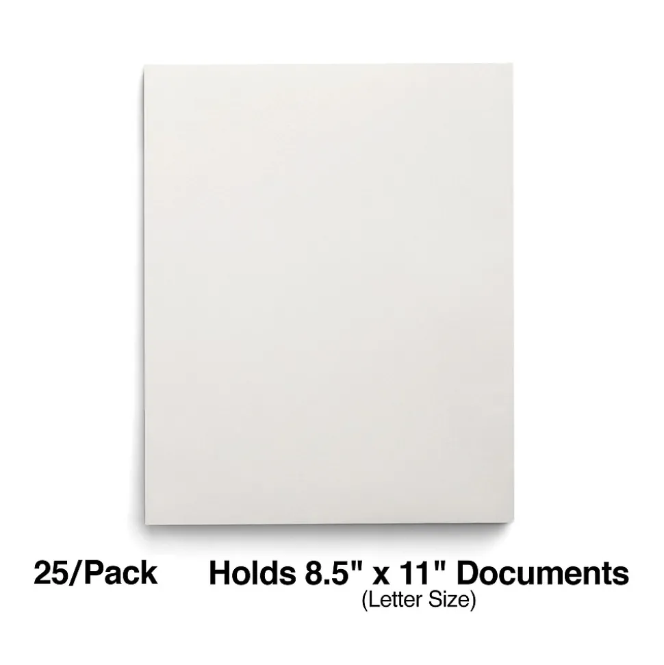 Staples Smooth 2-Pocket Paper Folder, White, 25/Box (27537-CC)