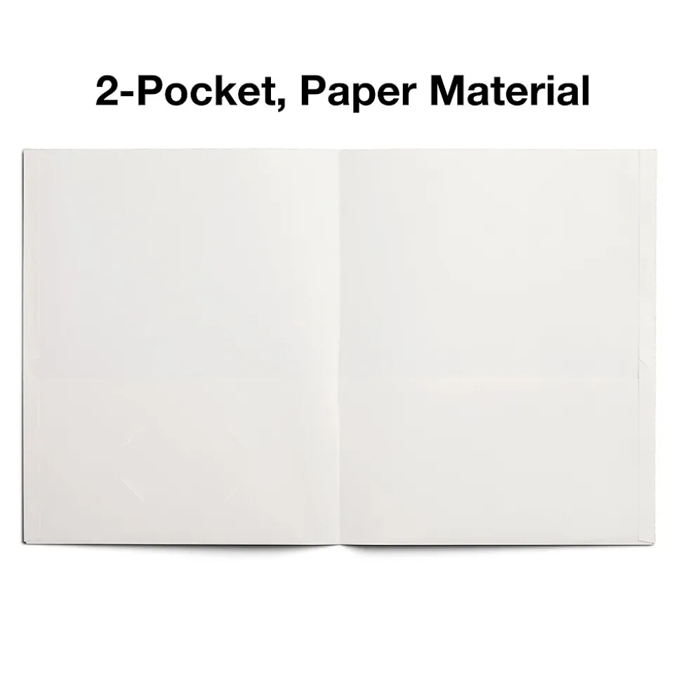 Staples Smooth 2-Pocket Paper Folder, White, 25/Box (27537-CC)