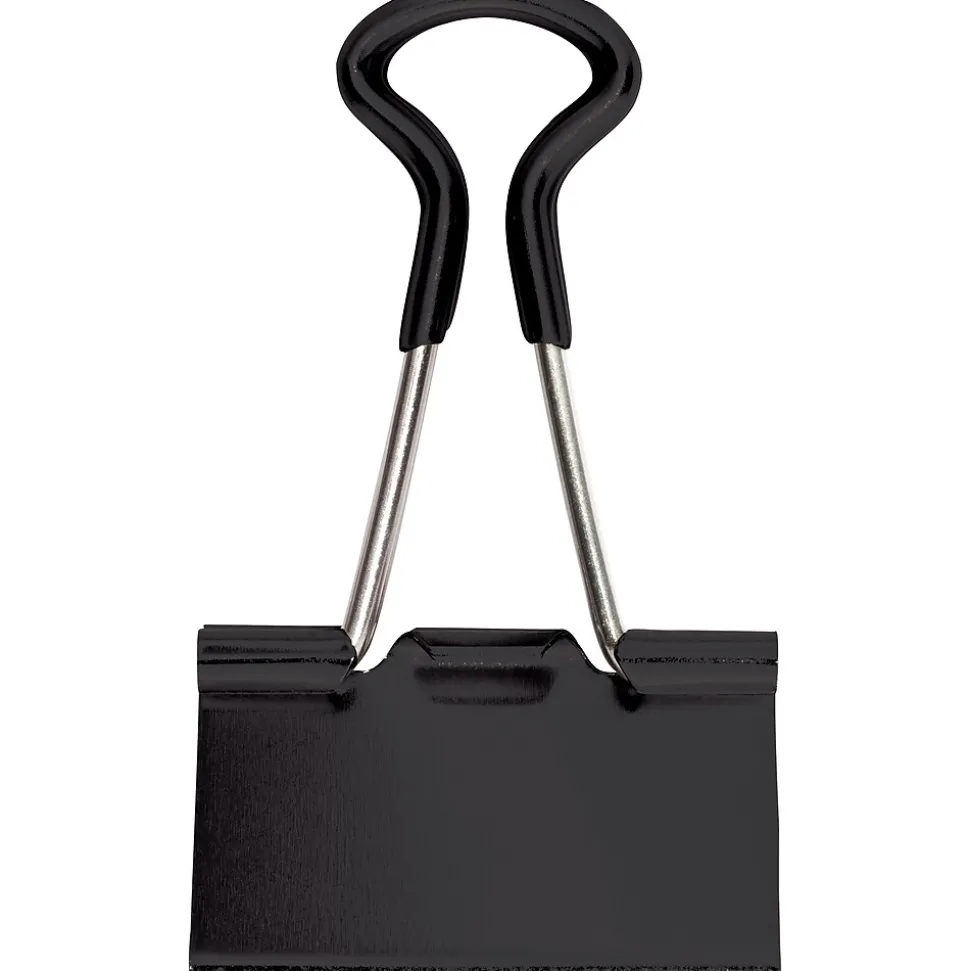 Staples® Soft Grip Binder Clips, 1 1/4" Width, 5/8" Capacity, Black, 12/Pk