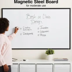 Staples Standard Durable Magnetic Steel Dry-Erase Whiteboard, Steel Black Frame, 5' x 3' (52480-CC)