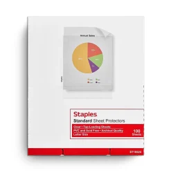 Staples Standard Weight Sheet Protectors, 8.5" x 11", Clear, 100/Box (10524)